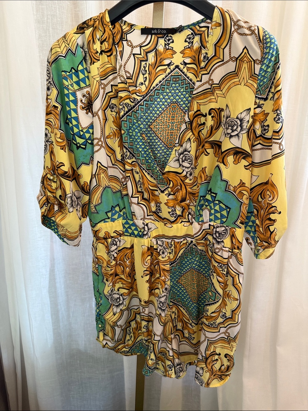 Ark & Co Yellow and Teal Baroque Print Tunic